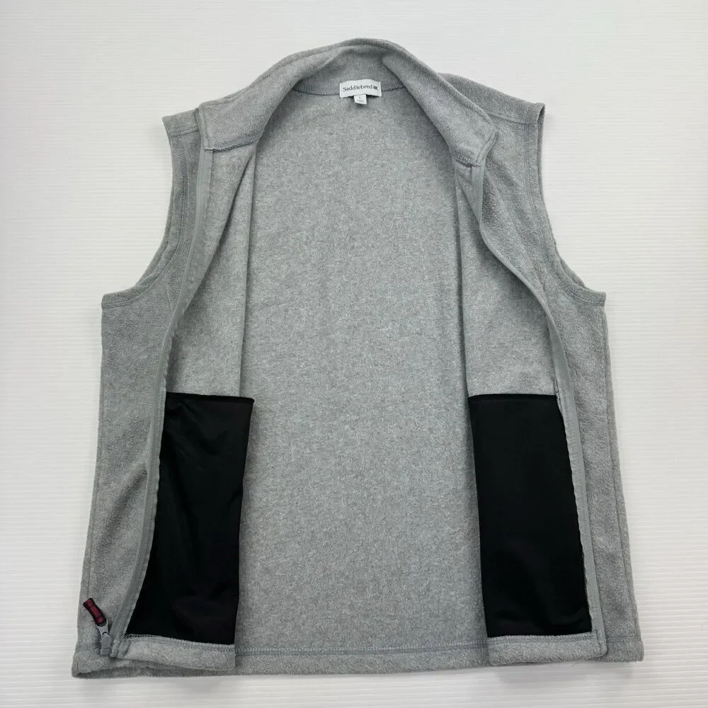 Saddlebred Men’s Gray Fleece Zip Vest L Classic Normcore Preppy Casual